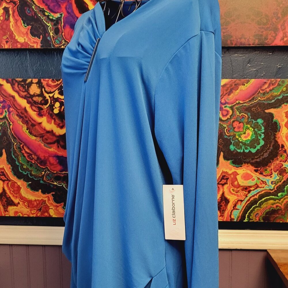 Liz Clairborn ~ Sz XXL~Cinched Long Sleeve Shirt ~ MUCH BRIGHTER THAN PIC ~ NWT